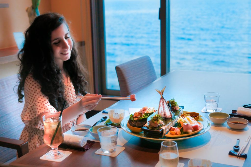 amane resort seikai beppu onsen eitaro restaurant kaiseki seafood dinner 