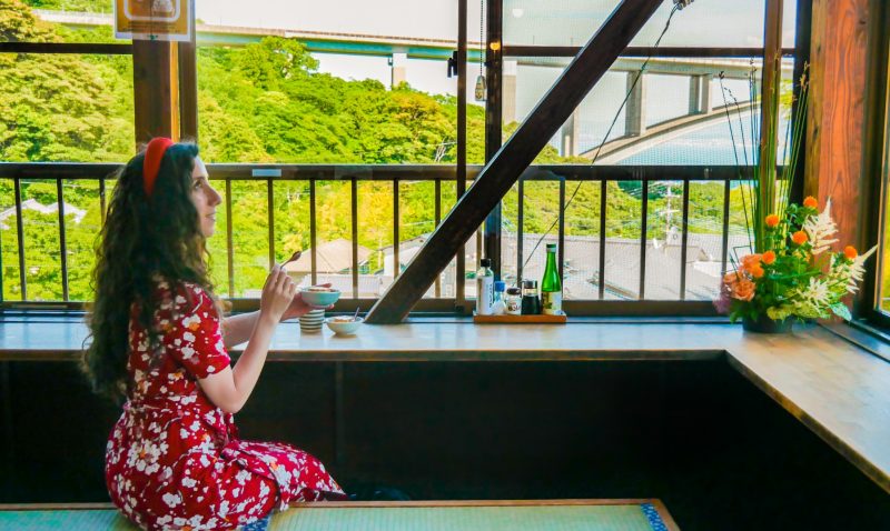 okamotoya beppu onsen myoban jigokumushi pudding view interiors tatami